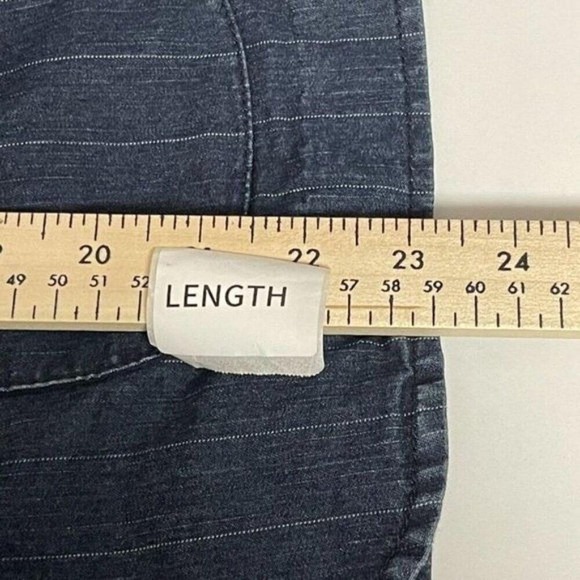 Larry Levine Women Blue Pinstripe Stretch Denim Blazer Jacket Size L RN103715 - Picture 7 of 7